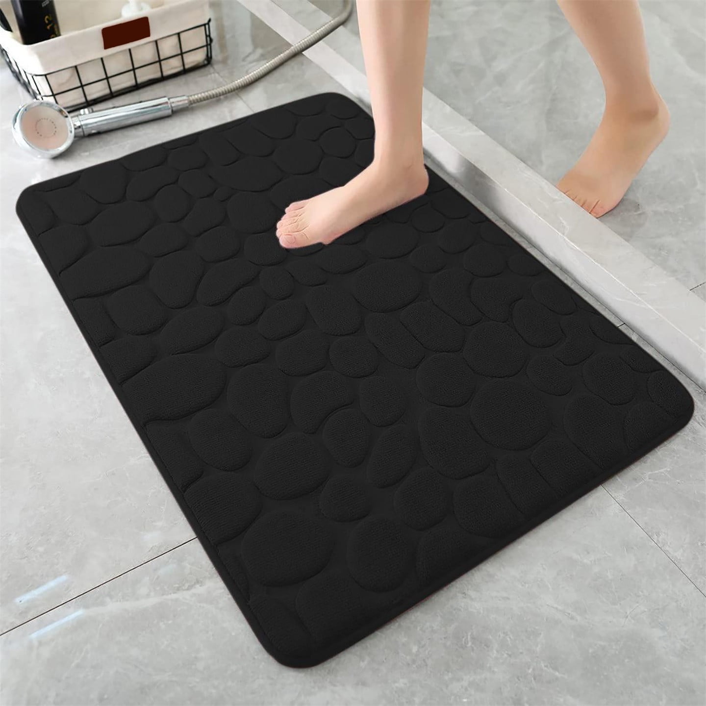 1pc Memory Foam Bath Rug Embossed Bathroom Mat Water Absorbent And