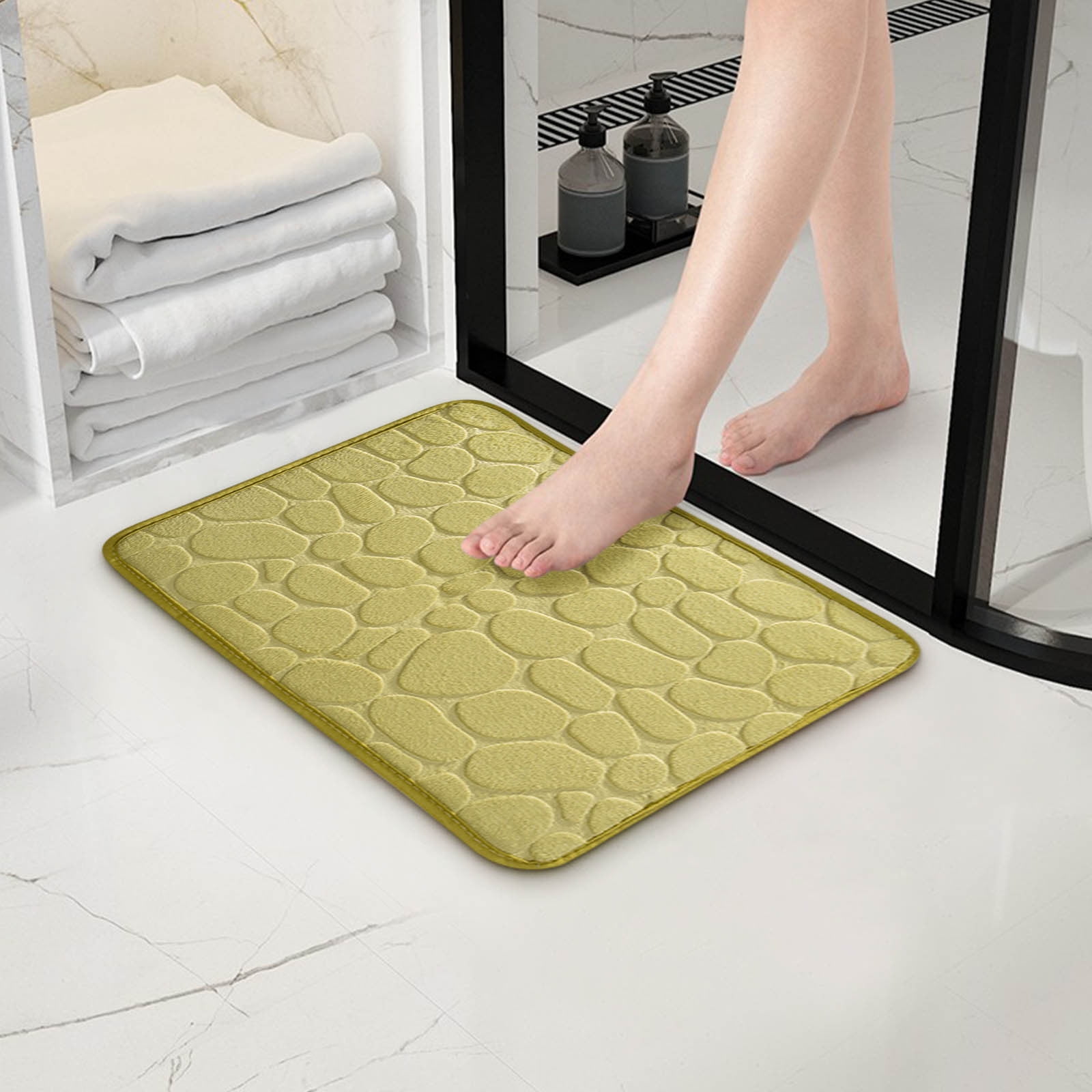 1pc Memory Foam Floor Mats Bath Rug Embossed Bathroom Mat Water