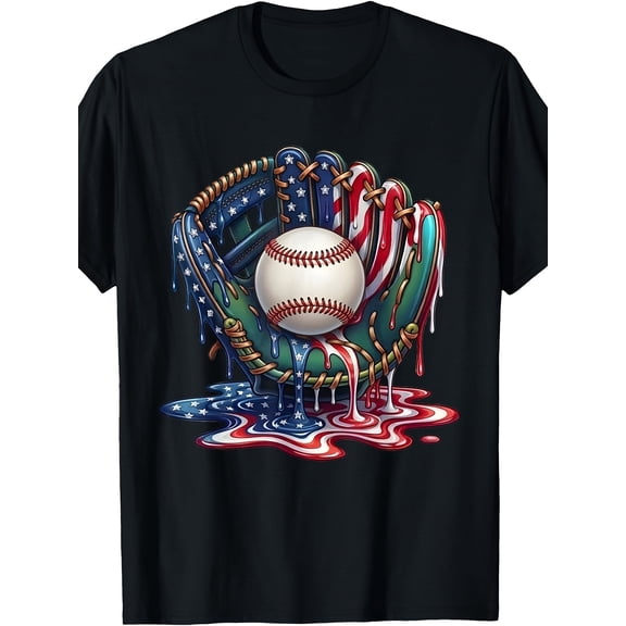 1pc Men' Baseball Drip Graphic T-Shirt - Streetwear Casual Round Neck Tee with Baseball Bat & Print, Machine Washable Suitable for Sports, Gym, Casual Attire - Male Athletic Outfit, Drip for -