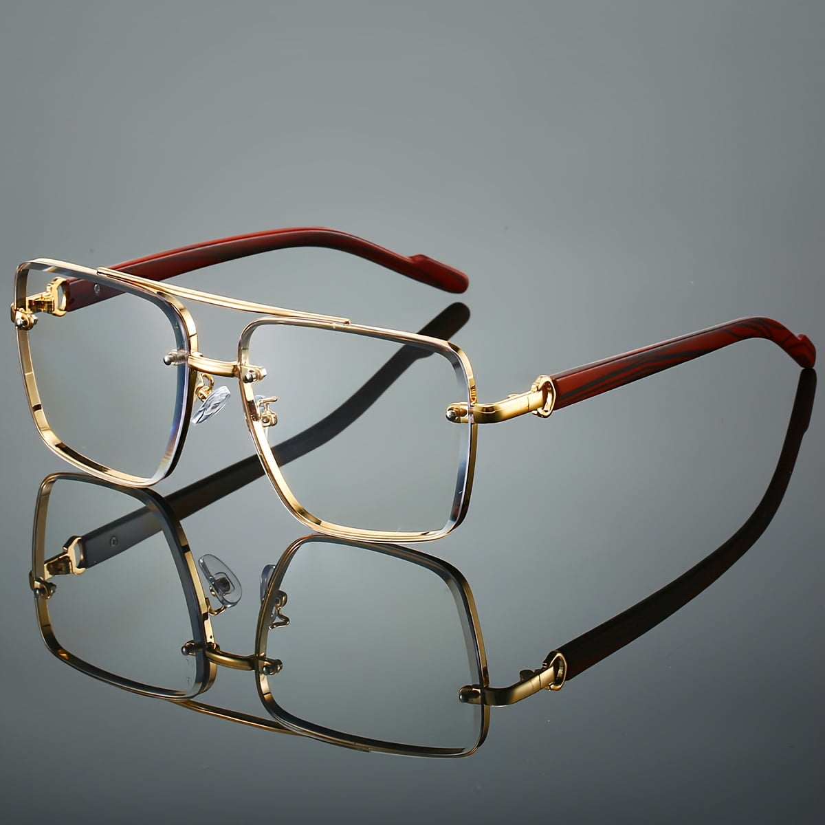 Men\'s Glasses Classic Square Double-Beam Oversized Minimalist Fashio Amazon.com: Large Oversized Retro Fashion Clear Lens Square  main image 2