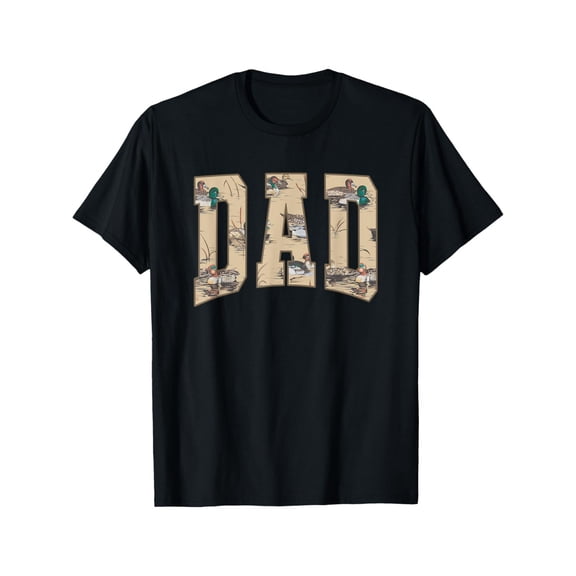 1pc Men'S Casual Cotton T-Shirt with Hunting Dad Duck Camouflage Print, Classic Crew Neck Short Sleeve Tee, Regular Fit Knit Fabric, All-Season Comfort, Gift for Dad