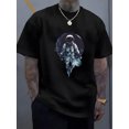 thumbnail image 1 of 1pc Men'S Casual Crew Neck T-Shirt, 100% Polyester Knit Fabric with Slight Stretch, Alphabet Pattern Astronaut Print, Summer Short Sleeve Tee for Men, 1 of 10