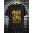thumbnail image 1 of 1pc Men'S Casual Short Sleeve T-Shirt, 100% Polyester Knit Fabric, Crew Neck, Regular Fit, Slight Stretch, Vintage Lagwagon Gas Drummers Portrait Print, Summer Fashion Top, Gift for Men, 1 of 6