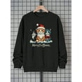 thumbnail image 1 of 1pc Men'S Christmas Cat Print Crew Neck Sweatshirt, Casual Long Sleeve Pullover, Polyester Knit Fabric, Festive Holiday Gift, 1 of 5