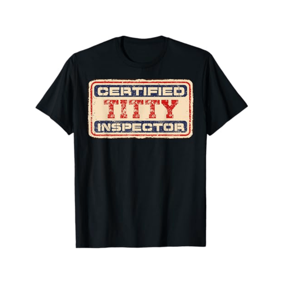 1pc Men'S Funny 'Certified Titty Inspector' T-Shirt - Casual Crew Neck, Cotton Printed Tee with Slight Stretch, All-Season Loose Fit, Adult Humor Graphic Shirt for Daily Wear, Christmas, Valentine'S