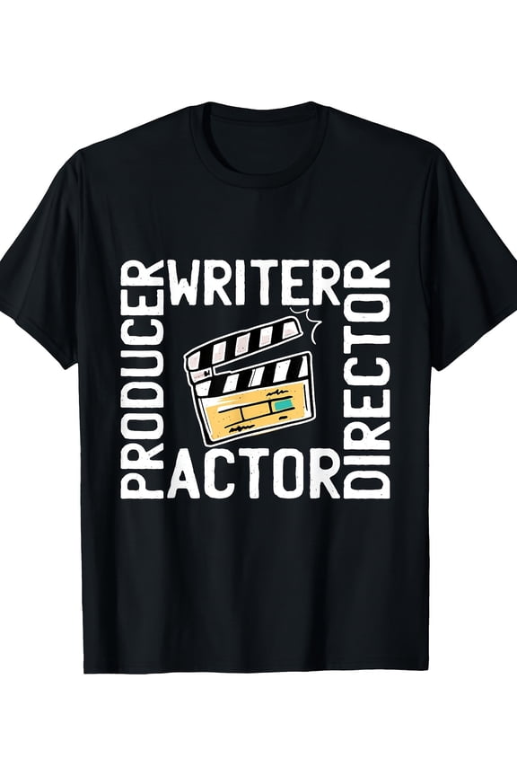 1pc, Men'S T-Shirt with "PRODUCER DIRECTOR WRITER" Graphic Design - Casual Crew Neck, Medium Stretch Knit Fabric, Regular Fit Tee for Movie & TV Show Production, Gift Idea