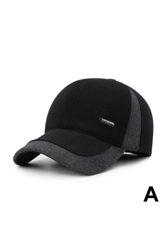 1pc Men Winter Baseball With Ear Flaps Warm Cotton Daily Snapback Hat