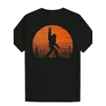 thumbnail image 1 of 1pc Men's Casual Summer T-Shirt, Black Polyester Knit with Silhouette Graphic, R, 1 of 2
