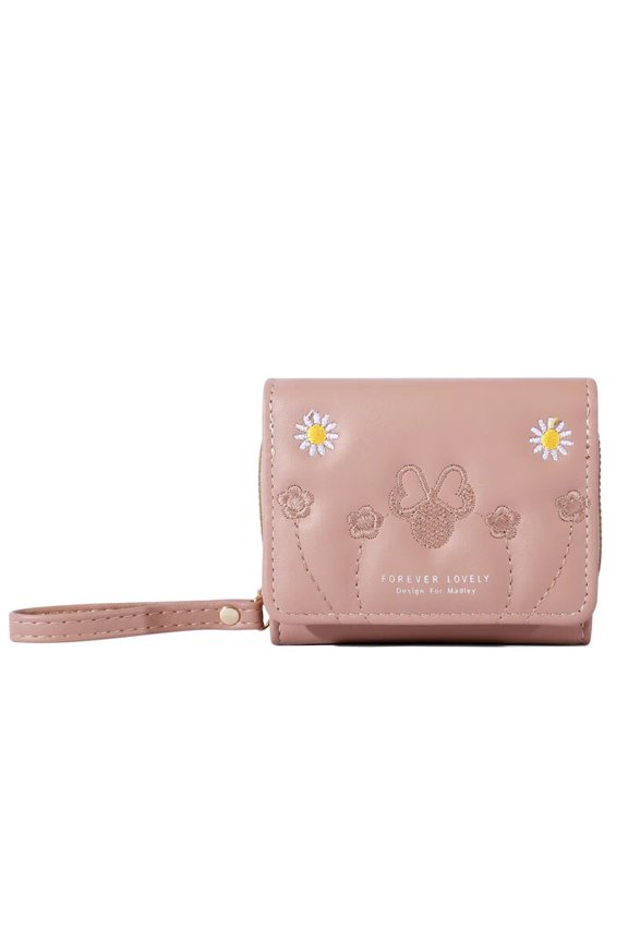 1pc Men's Fashion Embroidered Love Coin Purse, Trifold Card Holder, Multi Card Slots Wallet