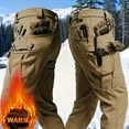 thumbnail image 1 of 1pc Men's Heavy-Duty Winter Tactical Pants with Thermal, Multi-Pocket Windproof Snowproof Cargo Pants Suitable for Outdoor Hiking, Hunting, Fishing, Winter Activities - Belt Not Included, 1 of 6