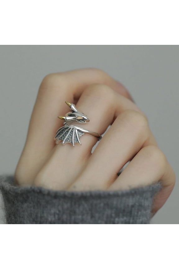 1pc Men's Retro Flying Dragon Finger Ring Fashion Party Jewelry