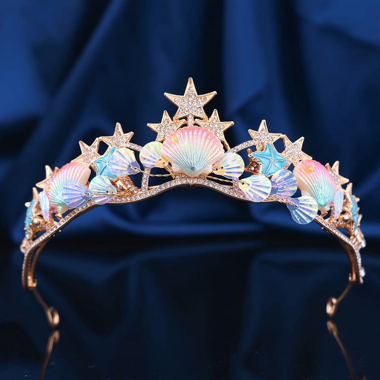 1pc Mermaid Crown with Rhinestone Starfish and Iridescent  display picture 1