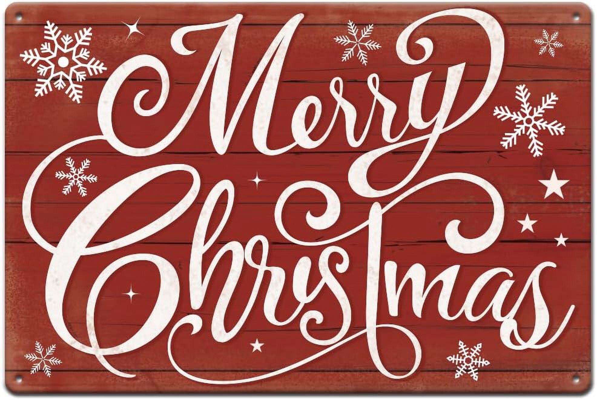 Red Think Sign 1pc Merry Chrismas Metal Tin Signs Snowflakes Metal Sign Christmas Red ...