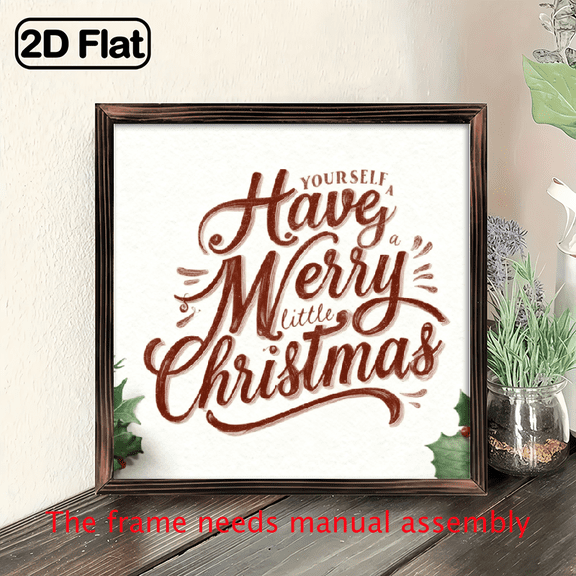 1pc Have Yourself a Merry Little ChristmasRustic Wood Sign - 8x8 Inch Vintage Farmhouse Wall Art with Elegant Cursive Lettering, Recycled Wood Frame, Brown Holiday Decor for Home, Kitchen