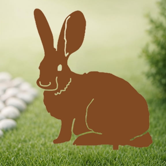 1pc Metal Bunny Yard Stake, Rabbit Garden Decor, Easter Country Animal Art Yard Sign, Outdoor Decoration for Lawn, Patio, Flower Bed, Flower Pot.