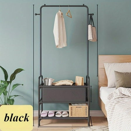 1pc Metal Clothes Rack with Polished Finish, Heavy Duty Adjustable Hanging Garment Rack with Storage Bag