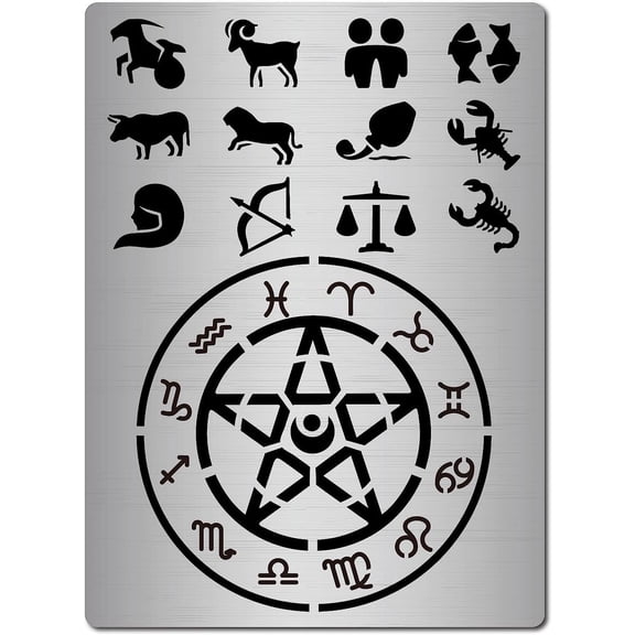 1pc Metal Constellations Stencils Zodiac Glyphs Symbols Stainless Steel Astrological Astrology Horoscope Sign