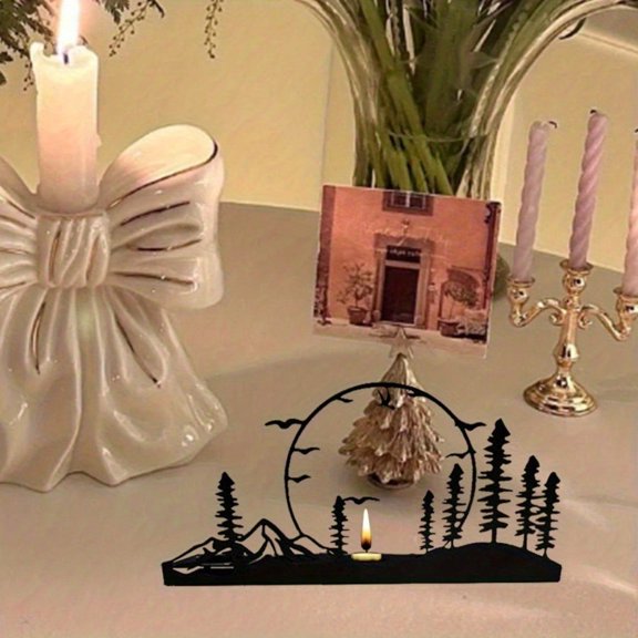 1pc Metal Creative Elk Candlestick Foldable Modern Simple Iron Art Decorative Artwork Candle Table Lamp Desktop Animal Metal Crafts Home Art Ornaments Festival Party Celebration Decoration