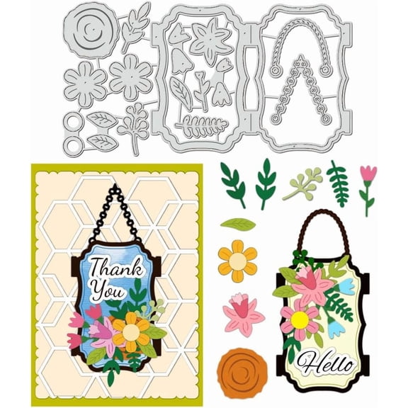 1pc Metal Die Cuts Tag Dies Cutting Dies Stencil Metal Set with 2 Styles Hang Tag Handle Template Cut Dies for Card Making Album Decorative Embossing Arts Crafts