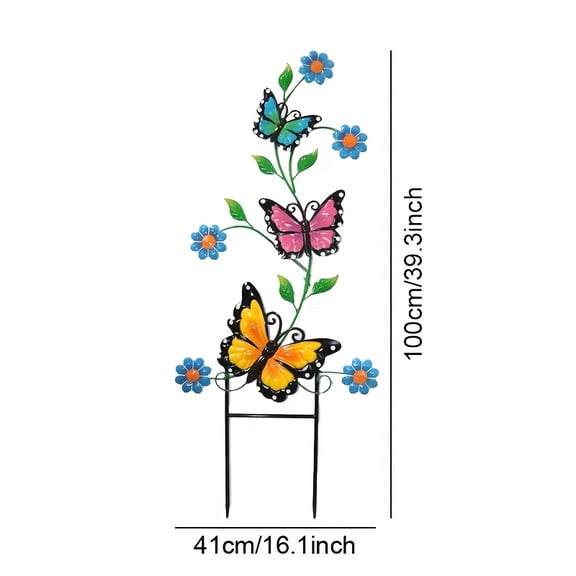 1pc Metal Garden Decorative Stakes with Colorful Butterflies & Ladybugs - Durable Outdoor/Indoor Decor for Spring Summer, Wedding &Patio, Lawn Pathway Decor, No Electricity Needed, Garden Decorations