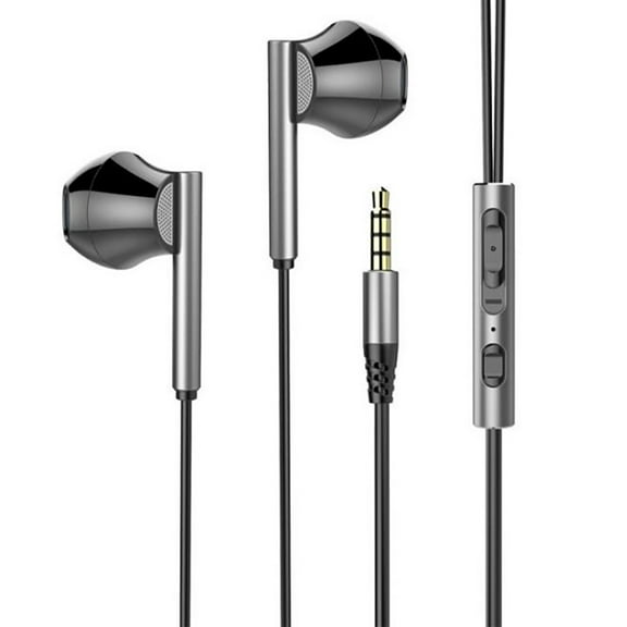 1pc Metal In Ear Earbud Heavy Bass Gaming Headset Wired Black