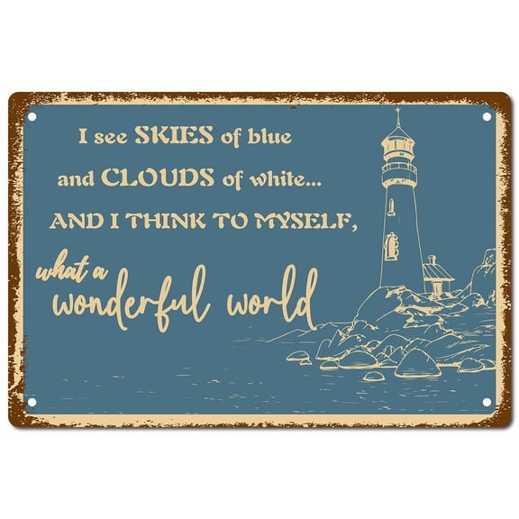 1pc Metal Iron Sign Poster for Home Wall Decoration Rectangle Lighthouse Pattern 200x300x2.2mm