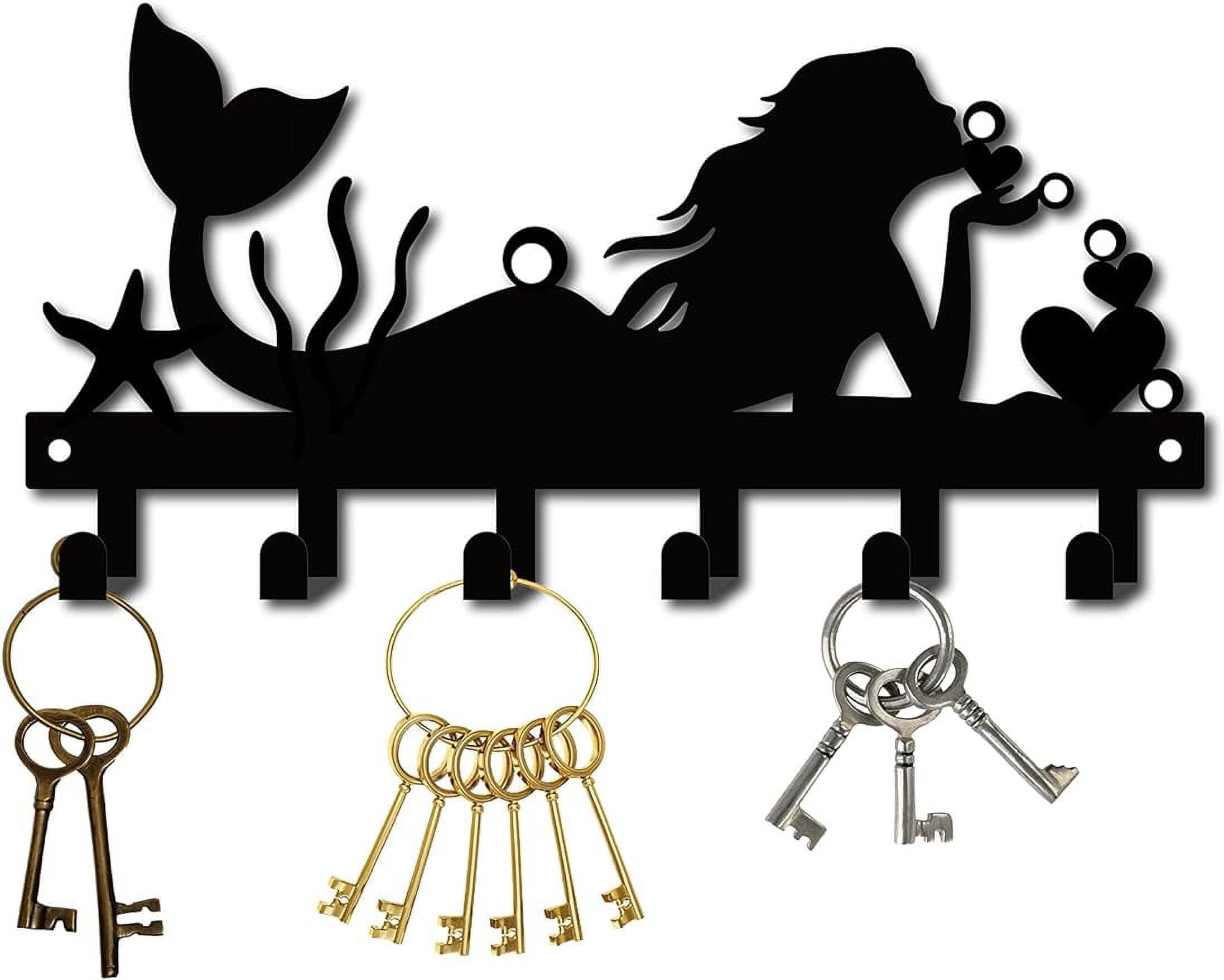 1pc Metal Key Holder Mermaid Hanger Organizer Rack Wall Mounted Decor 6 ...