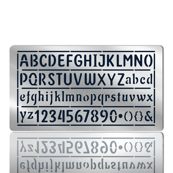 1pc Metal Letter and Number Stencils 3.98x6.97inch A-Z Alphabet 0-9 Number Symbol Stencils Reusable Planner Templates for Scrapbooking Journaling Wood Carving Burning Stainless Steel