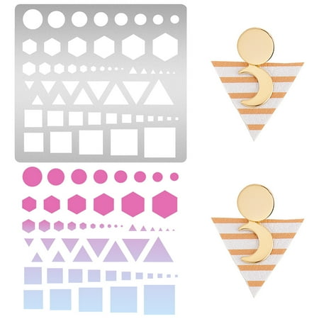 1pc Metal Stencil Triangle Template Square Cutting Dies Stencils Circle Drawing Template Stainless Steel Journal Stencil Mixed Geometric DIY Paper Card