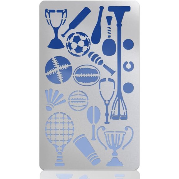 1pc Metal Stencil for Craft Sport Ball Stencil Stainless Steel Reusable Template for Wood Burning Football Baseball Template