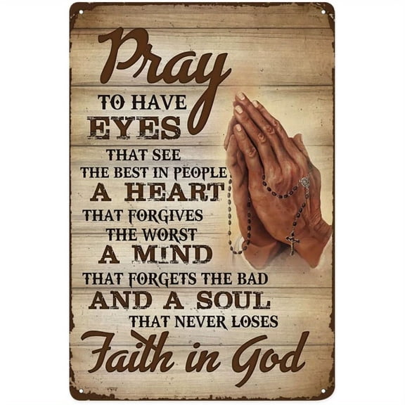 1pc, Metal Tin Sign God's Prayer Faith In God Metal Signs Poster Wall Decor Design For Cafes Bar Pub Beer Club Wall Home Decor 8x12inch