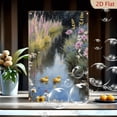 thumbnail image 1 of 1pc Metal Wall Art, 8x12 Inches, Serene Pastoral Stream with Yellow Ducklings & Colorful Flowers in Lush Landscape, Ideal for Home Garden Café Porch Outdoor Indoor Decor, 2D Flat Decorative Sign, 1 of 7