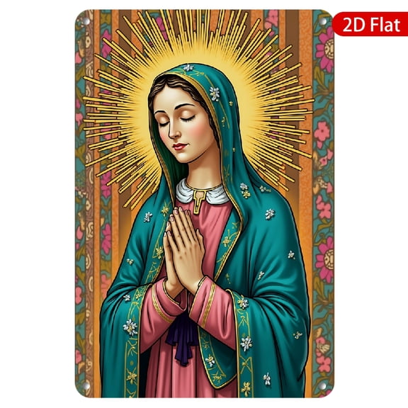 1pc Metal Wall Art, 8x12 Inches, Vibrant Religious Design Featuring Praying Figure, Rustproof & UV Protected, Perfect for Home, Church, or Garden Decor, Spiritual Artwork