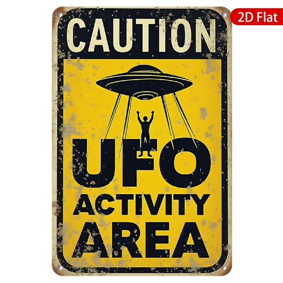 1pc Metal Wall Sign, 8x12 Inches, Caution UFO Activity Area, Rustproof & UV Protected, Perfect for Outdoor Spaces, Home, Office, Garage, Great for Unique Decor, Fun Signs and Plaques