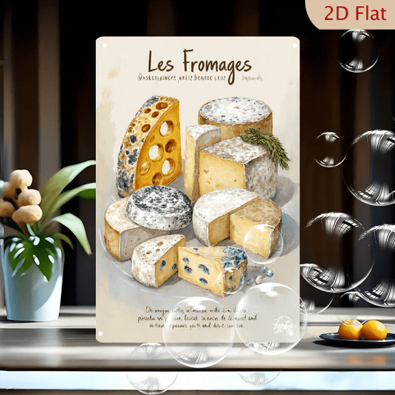 1pc Metal Wall Sign, 8x12 Inches, Cheese Collection Decorative Sign, Perfect for Kitchen, Dining Room, Cafe, Bar, Farmhouse Decor, Foodie Gift, Culinary Wall Art