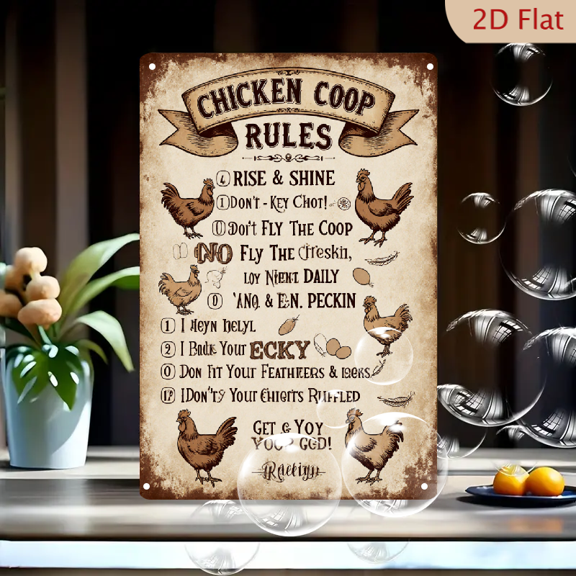 1pc Metal Wall Sign, 8x12 Inches, Chicken Coop Rules Decorative Sign, Perfect for Farmhouse Decor, Poultry Enthusiasts, Outdoor, Barn, Home