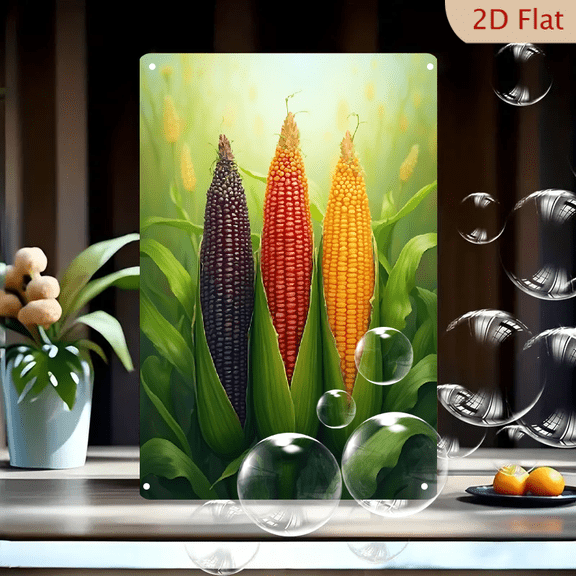 1pc Metal Wall Sign, 8x12 Inches, Colorful Harvest Corn Cobs Decor, Farmhouse Thanksgiving Autumn Decorative Sign, Ideal for Kitchen, Dining Room, Patio
