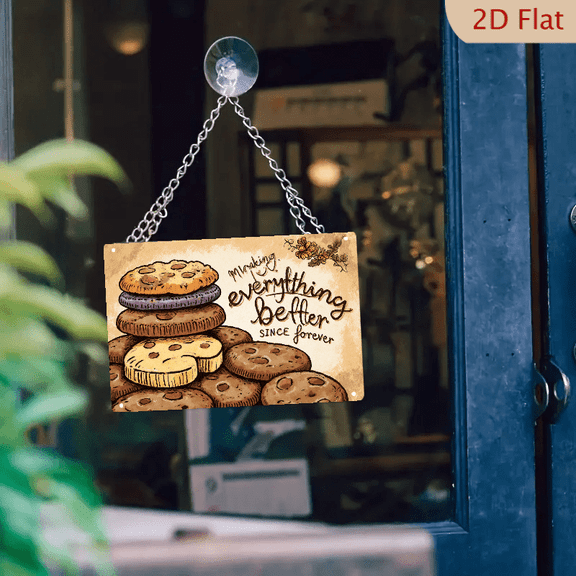 1pc Metal Wall Sign, 8x12 Inches, Cookie Stack Decorative Sign, Featuring "Making Everything Better Since Forever" Text, Ideal for Kitchen, Bakery, Cafe, Home, Family Room Decor