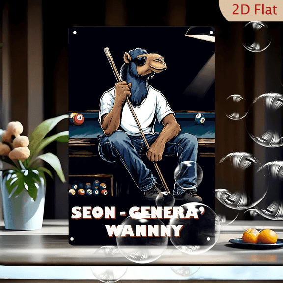 1pc Metal Wall Sign, 8x12 Inches, Cool Camel Billiards Player Decorative Sign, Perfect for Game Room, Man Cave, Bar, Cafe, Pool Hall, Home Decor