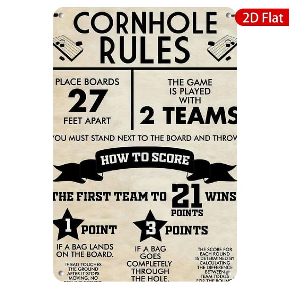 1pc Metal Wall Sign, 8x12 Inches, Durable & Fade-Resistant, Perfect for Cornhole Game Rules, Ideal for Indoor or Outdoor Use, Great for Game Room, Backyard, Party Decor, Rustic Style Home Accessories
