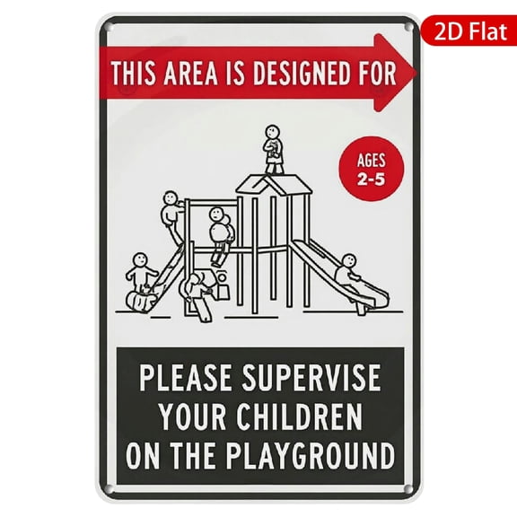 1pc Metal Wall Sign, 8x12 Inches, Durable Rustproof & UV Resistant, Perfect for Playground Safety, Child Supervision Reminder, Great for Parks, Schools, Nurseries, Indoor & Outdoor Use
