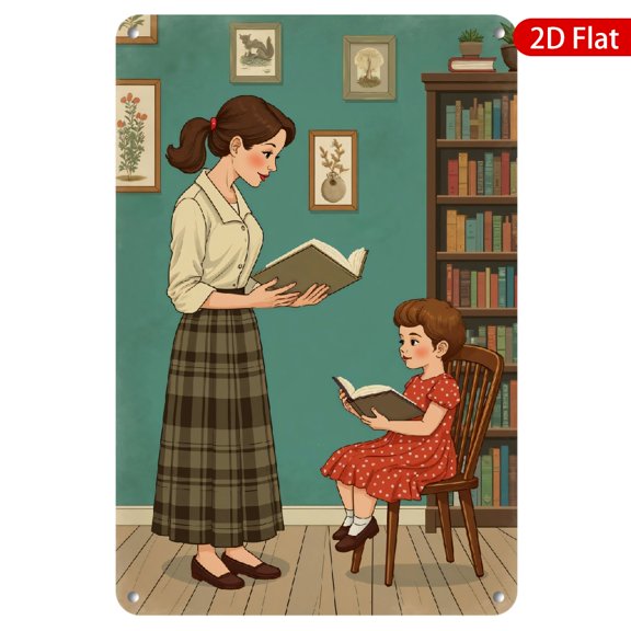 1pc Metal Wall Sign, 8x12 Inches, Durable & Weather-resistant, Perfect for Home, Library, Classroom, Nursery, Encouraging Reading & Family Bonding Theme, Vintage Style Artwork
