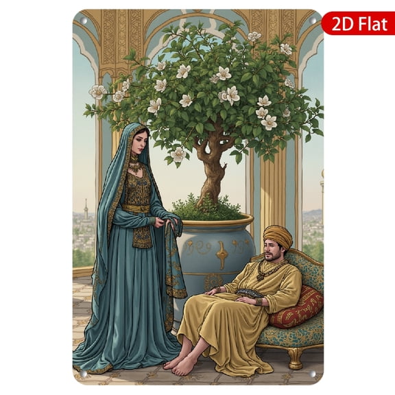 1pc Metal Wall Sign, 8x12 Inches, Elegant Middle Eastern Themed Artwork, Rustproof & UV Resistant, Perfect for Home, Office, Living Room, Bedroom, Cultural Decor, Beautifully Crafted