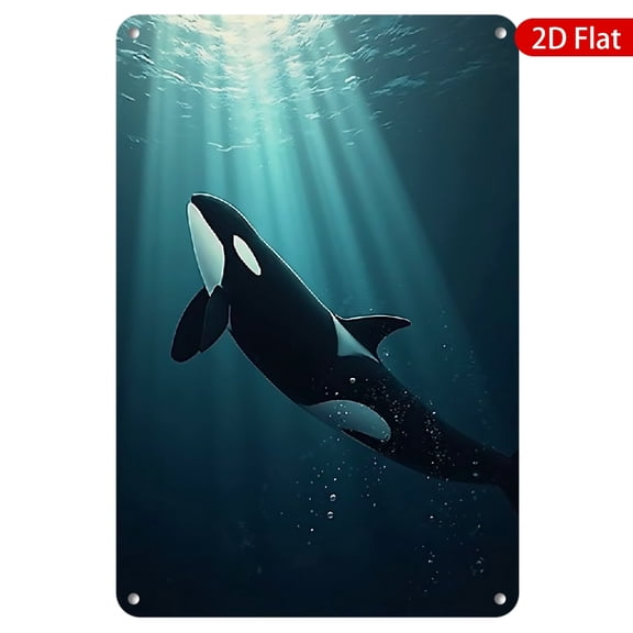 1pc Metal Wall Sign, 8x12 Inches, Featuring Majestic Orca Whale Design, Rustproof & UV Protected, Perfect for Outdoor Decor, Home, Ocean-Themed Spaces, Eco-Friendly Design