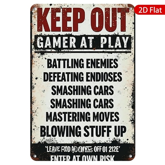 1pc Metal Wall Sign, 8x12 Inches, Gamer Warning Artwork, Rustproof & UV Resistant, Perfect for Home, Game Room, Man Cave, Office, Fun Gift for Gamers, Unique Decorative Wall Art
