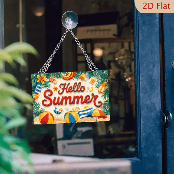 1pc Metal Wall Sign, 8x12 Inches, Hello Summer Beach Decorative Sign, Perfect for Home, Patio, Pool Area, Cafe, Bar, Garden Decor, Vibrant Colors, Summer Vibes