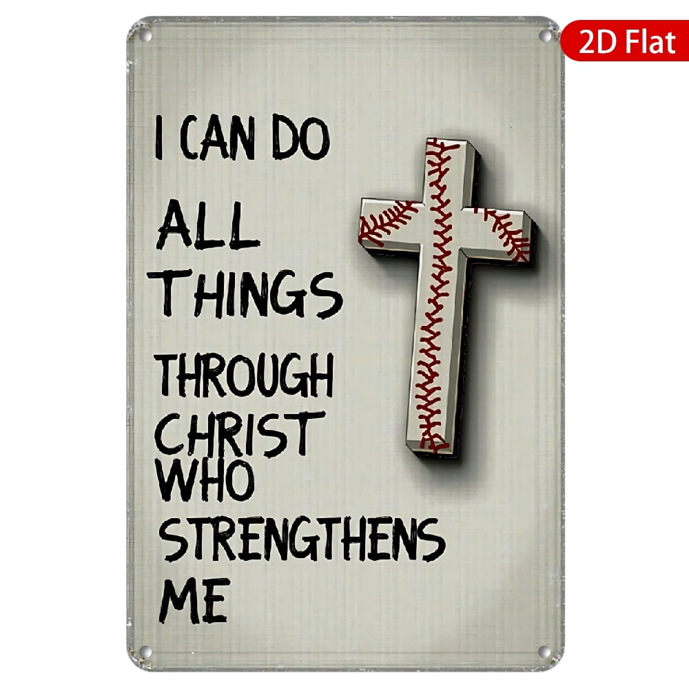 1pc Metal Wall Sign, 8x12 Inches, Inspirational Baseball & Faith Design ...