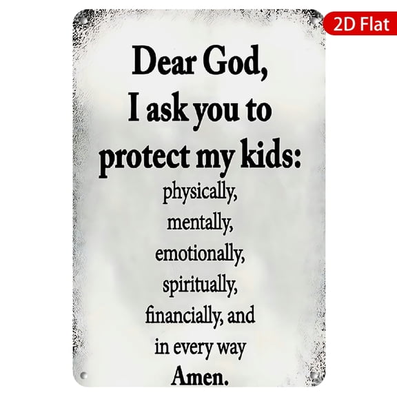 1pc Metal Wall Sign, 8x12 Inches, Inspirational Prayer for Kids Protection, Rustproof & UV Resistant, Perfect for Home, Family Room, Kids' Room, Nursery Decor, Meaningful Gift for Parents