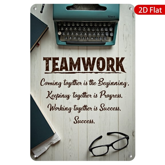 1pc Metal Wall Sign, 8x12 Inches, Inspirational Quote Decor, Teamwork Theme, Perfect for Office, Home, Classroom, Motivational Wall Art, Rustproof & UV Protected, Great Gift Idea