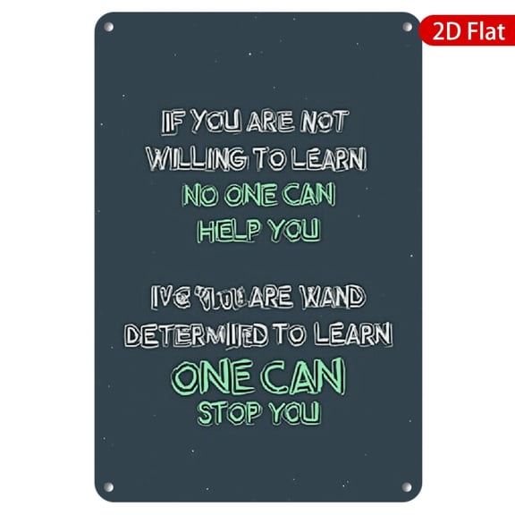 1pc Metal Wall Sign, 8x12 Inches, Inspirational Quotes, Rustproof & UV Protected, Perfect for Home, Office, Study, Classroom, Motivational Decor, Metal Inspirational Wall Art, 2D Flat